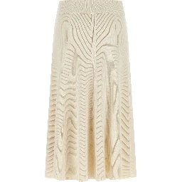 Beige Viscose Midi Skirt
