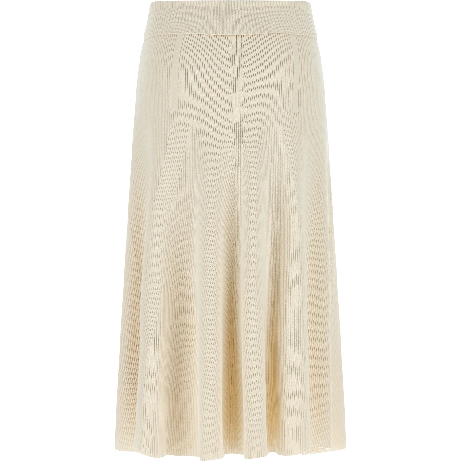 Beige Viscose Midi Skirt