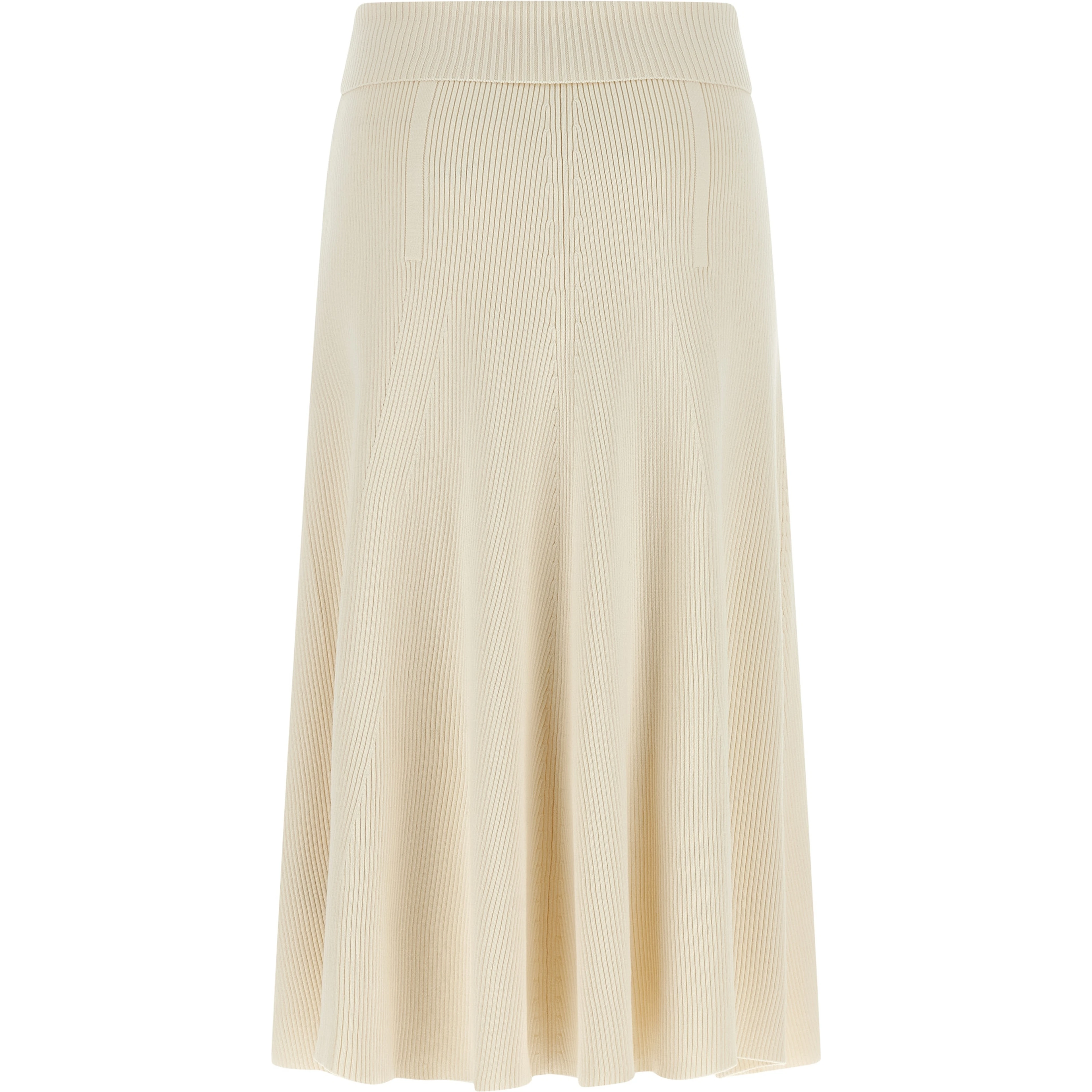 Beige Viscose Midi Skirt