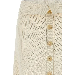 Beige Viscose Midi Skirt