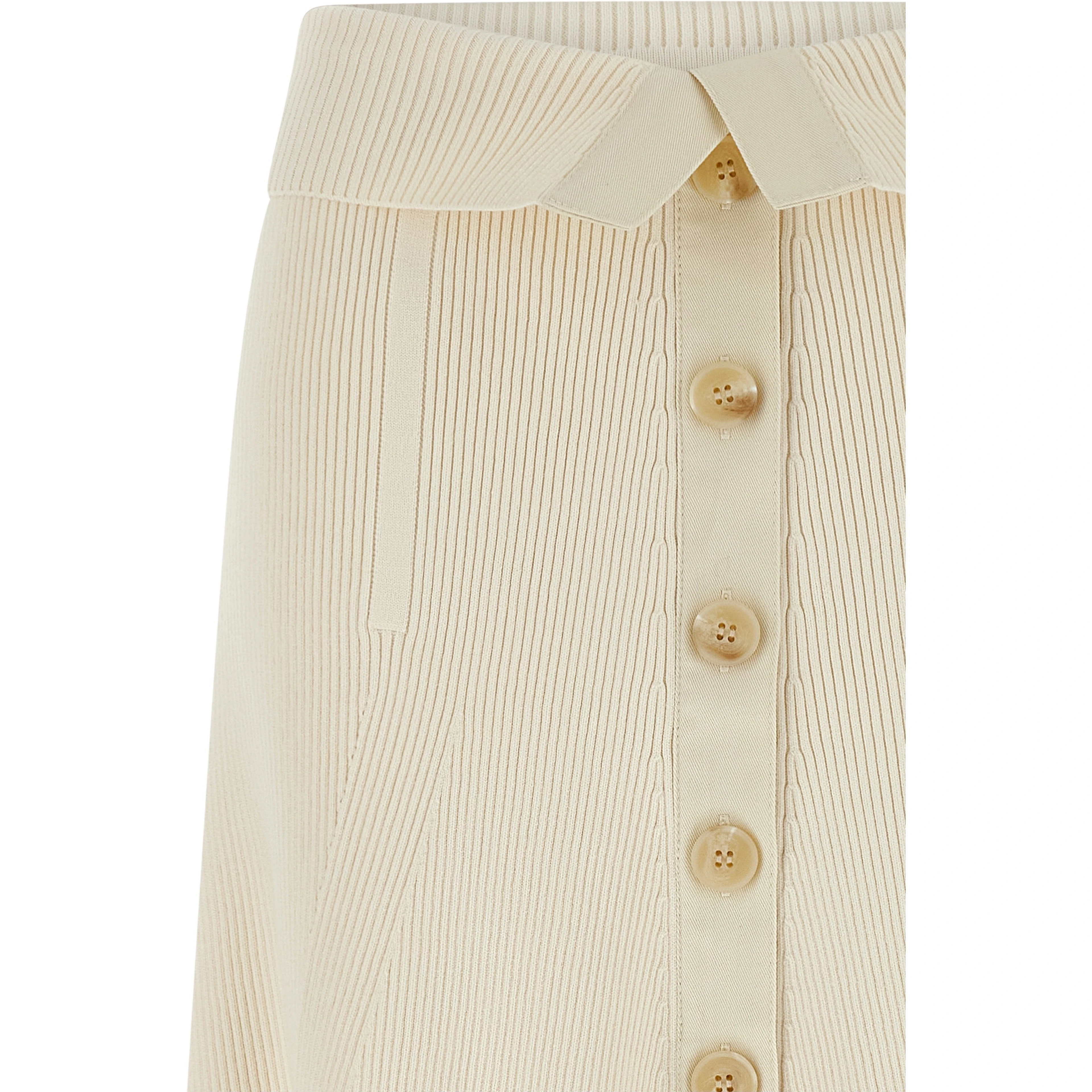 Beige Viscose Midi Skirt
