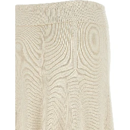 Beige Viscose Midi Skirt