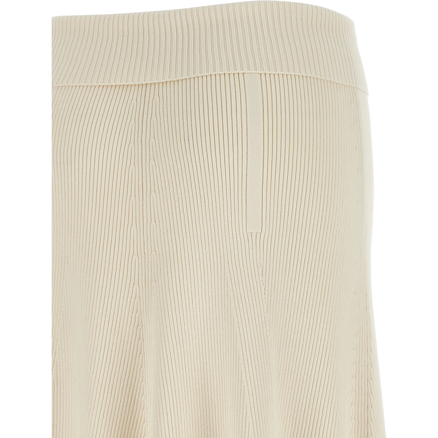Beige Viscose Midi Skirt