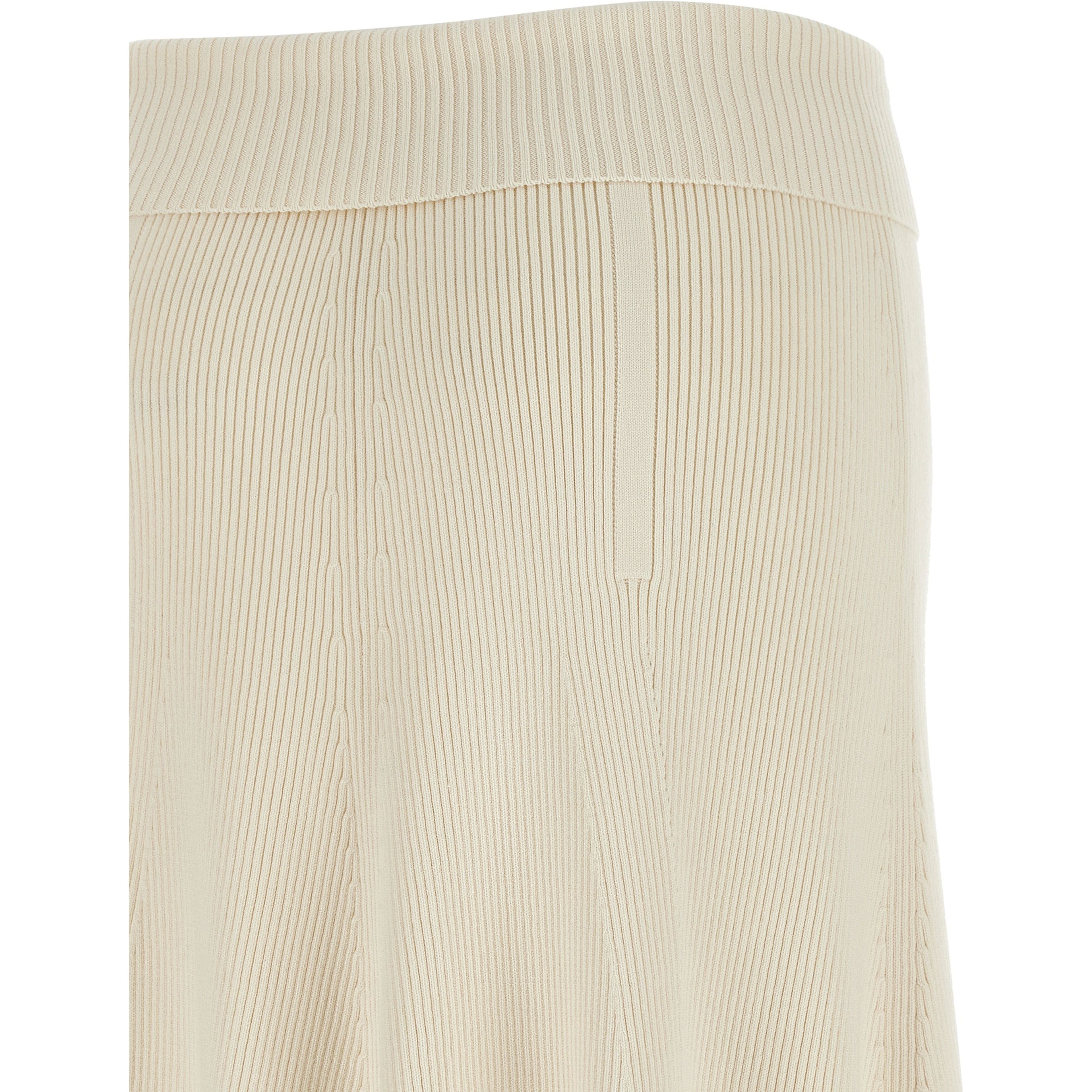 Beige Viscose Midi Skirt