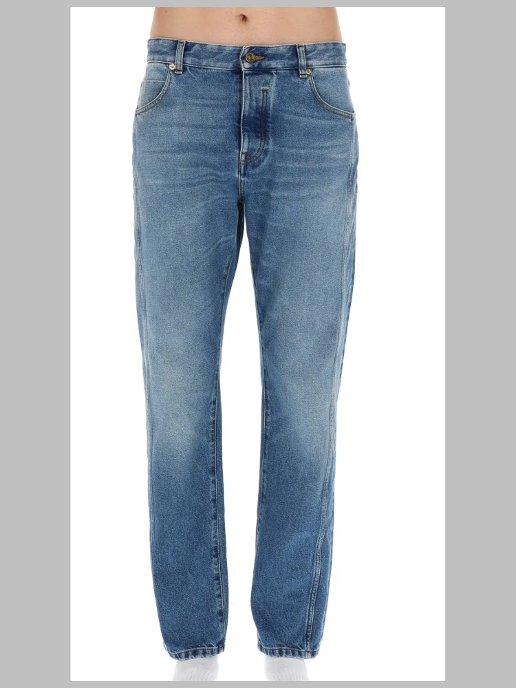 JEANS DRITTO IN DENIM DÉLAVÉ