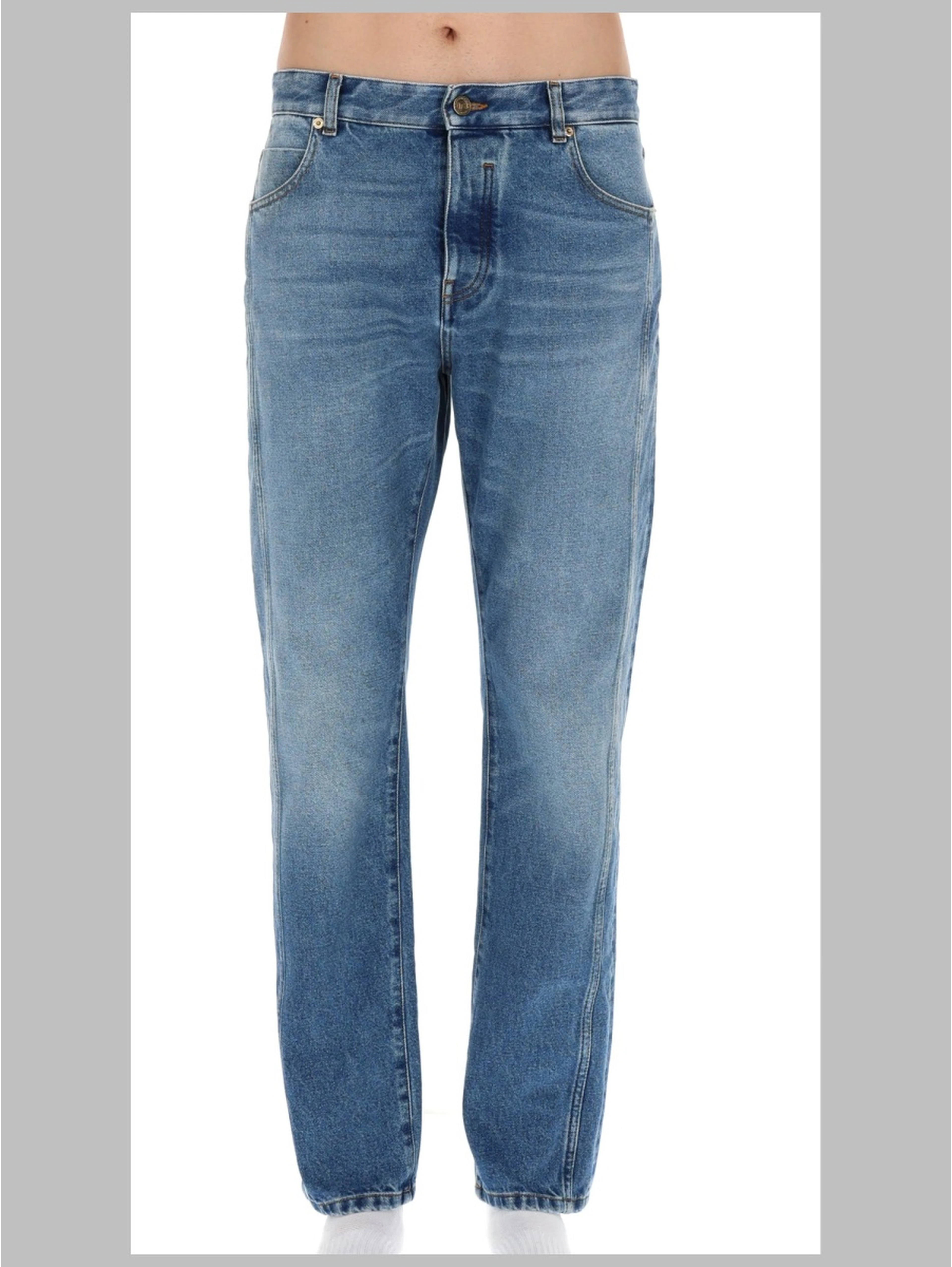 JEANS DRITTO IN DENIM DÉLAVÉ