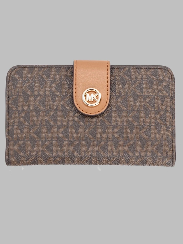PORTAFOGLIO MEDIUM CON STAMPA LOGO E CIONDOLO MK POP