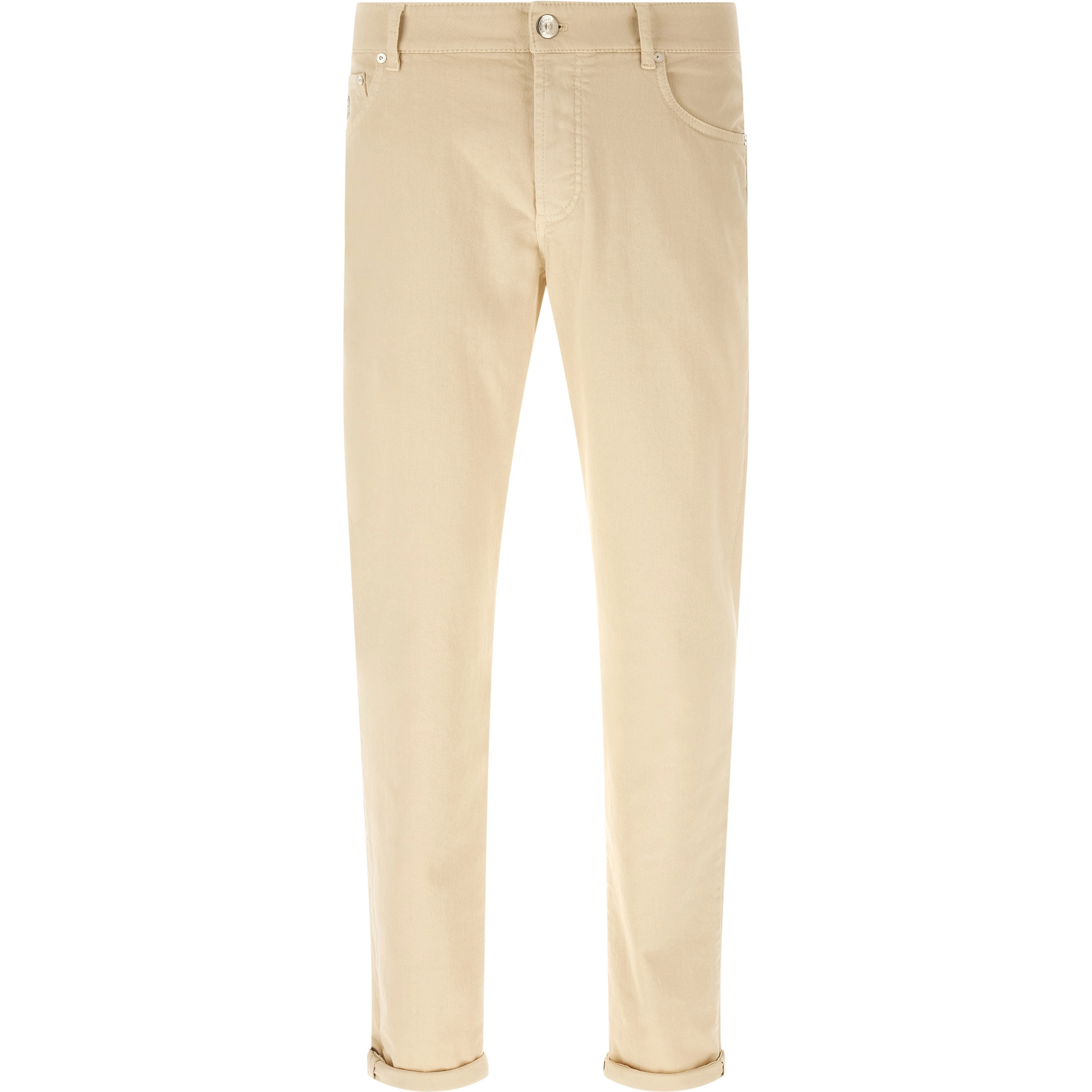 Beige Cotton Straight-Leg Jeans
