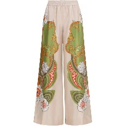 Multicolor Silk Casual Pants
