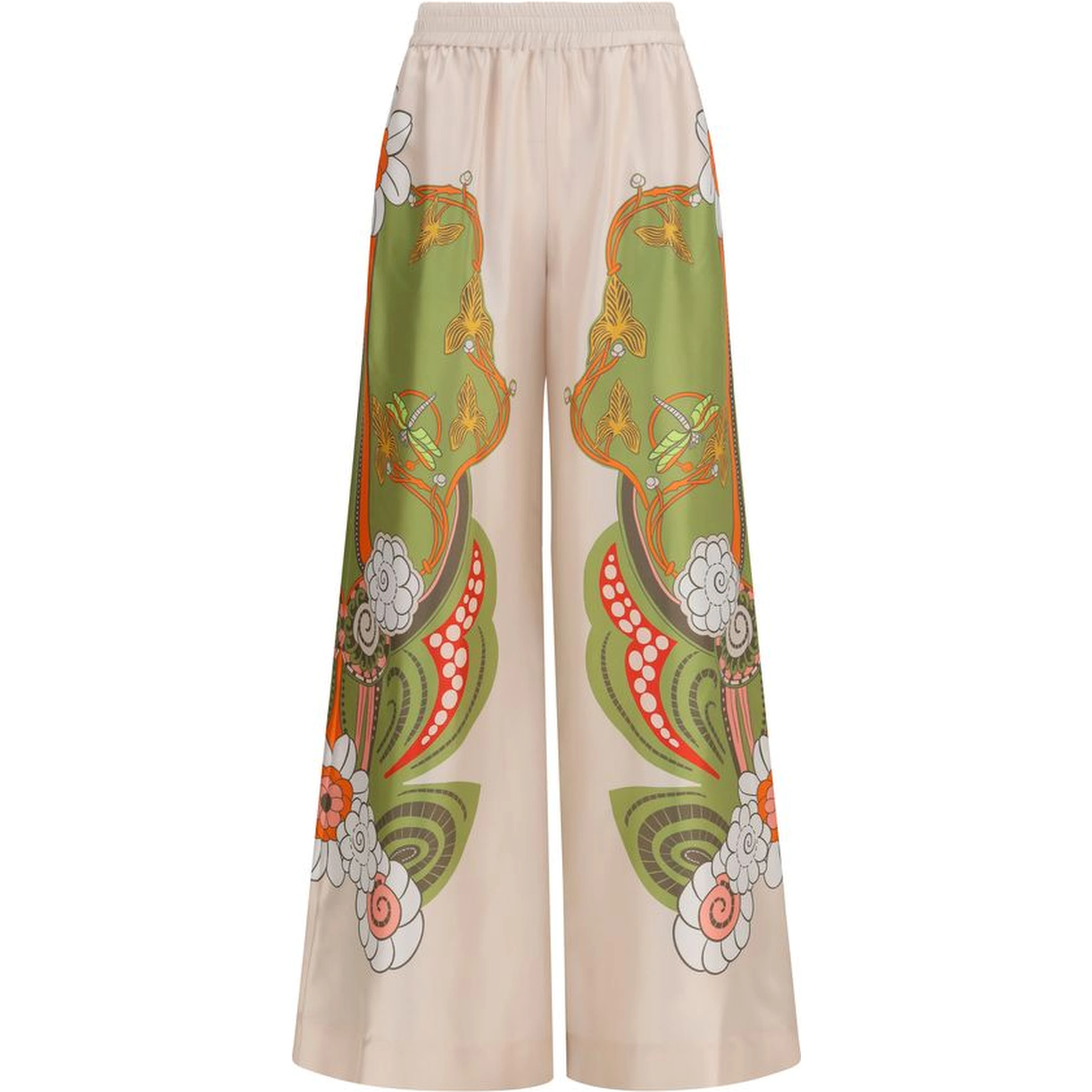 Multicolor Silk Casual Pants