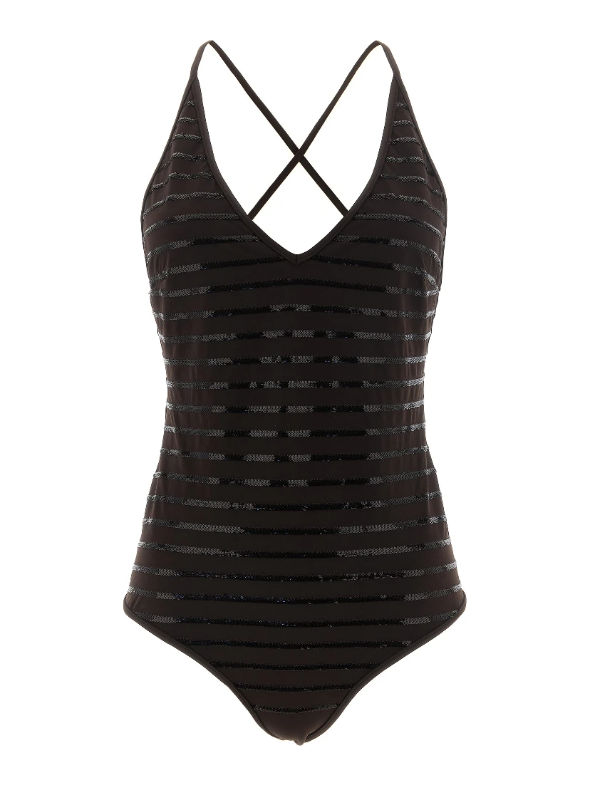 Brown Polyamide One-Piece Swimsuit