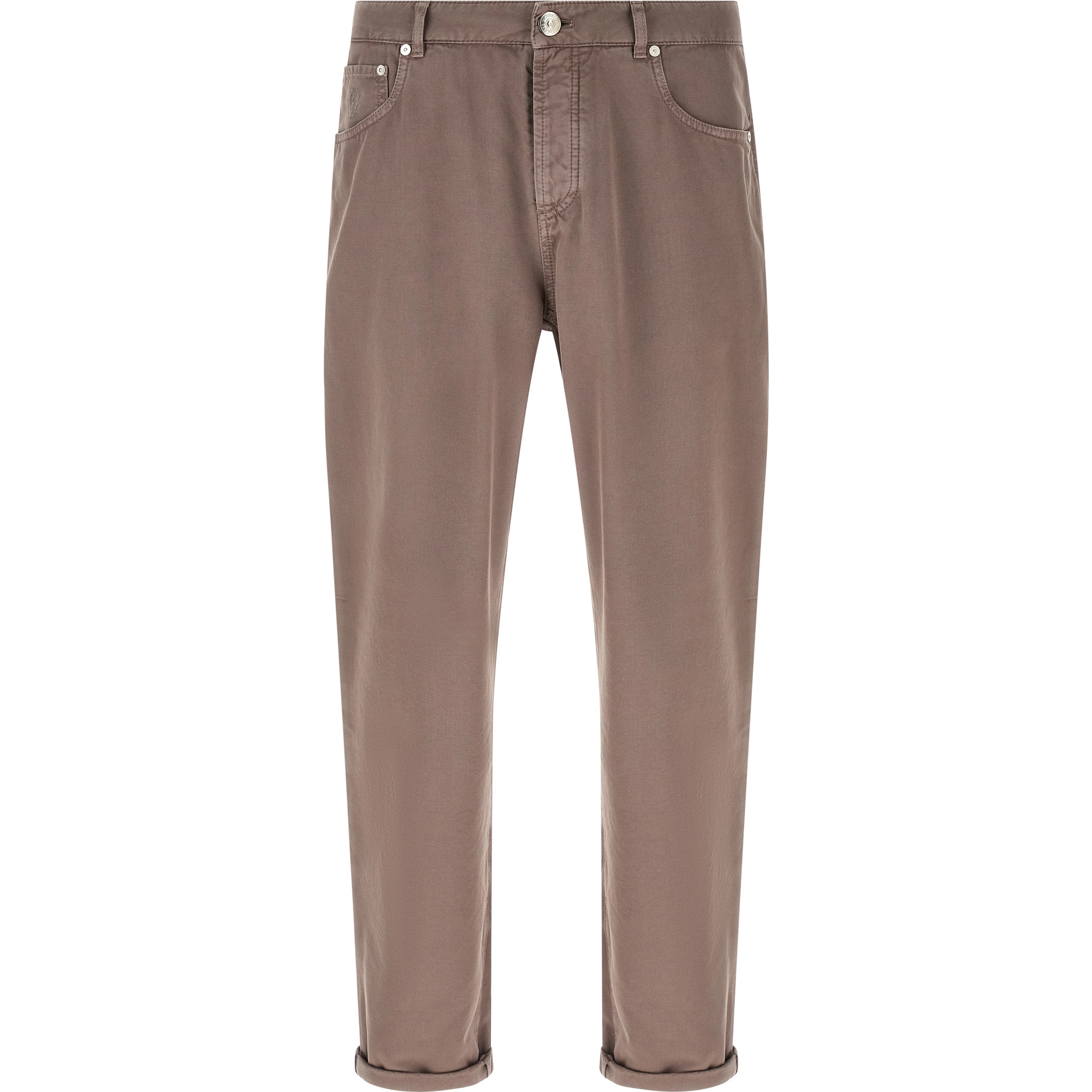Brown Cotton Casual Pants