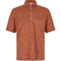 Orange Linen Polo Shirt