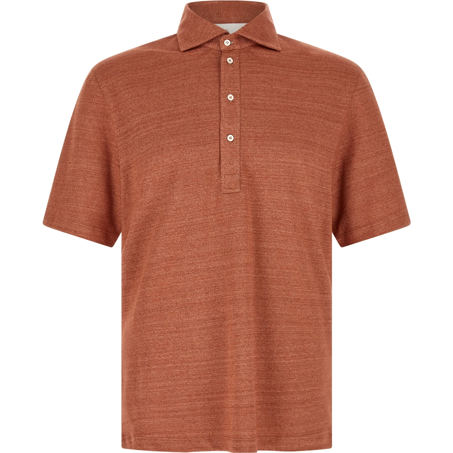 Orange Linen Polo Shirt