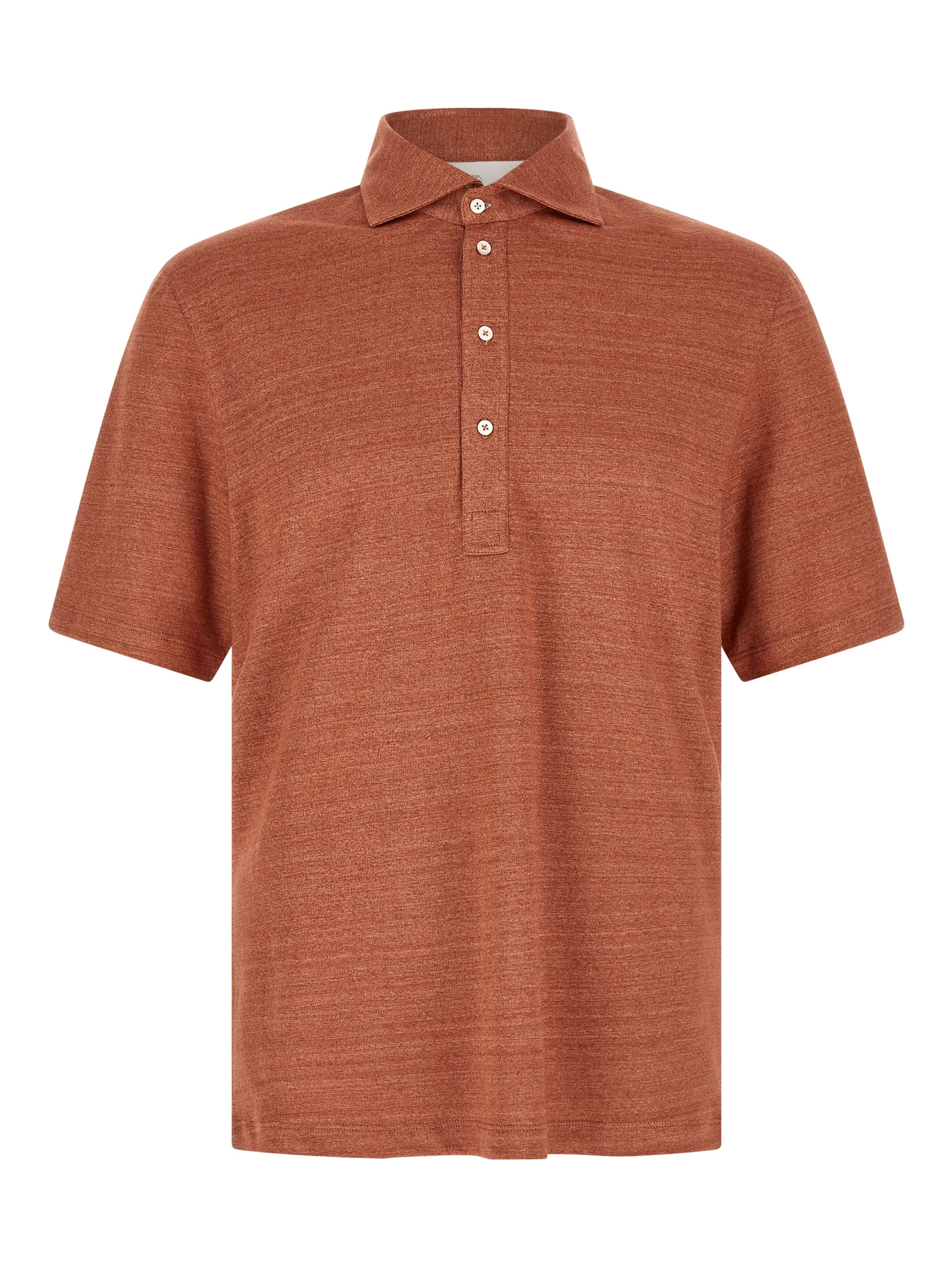 Orange Linen Polo Shirt