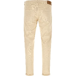 Beige Cotton Straight-Leg Jeans