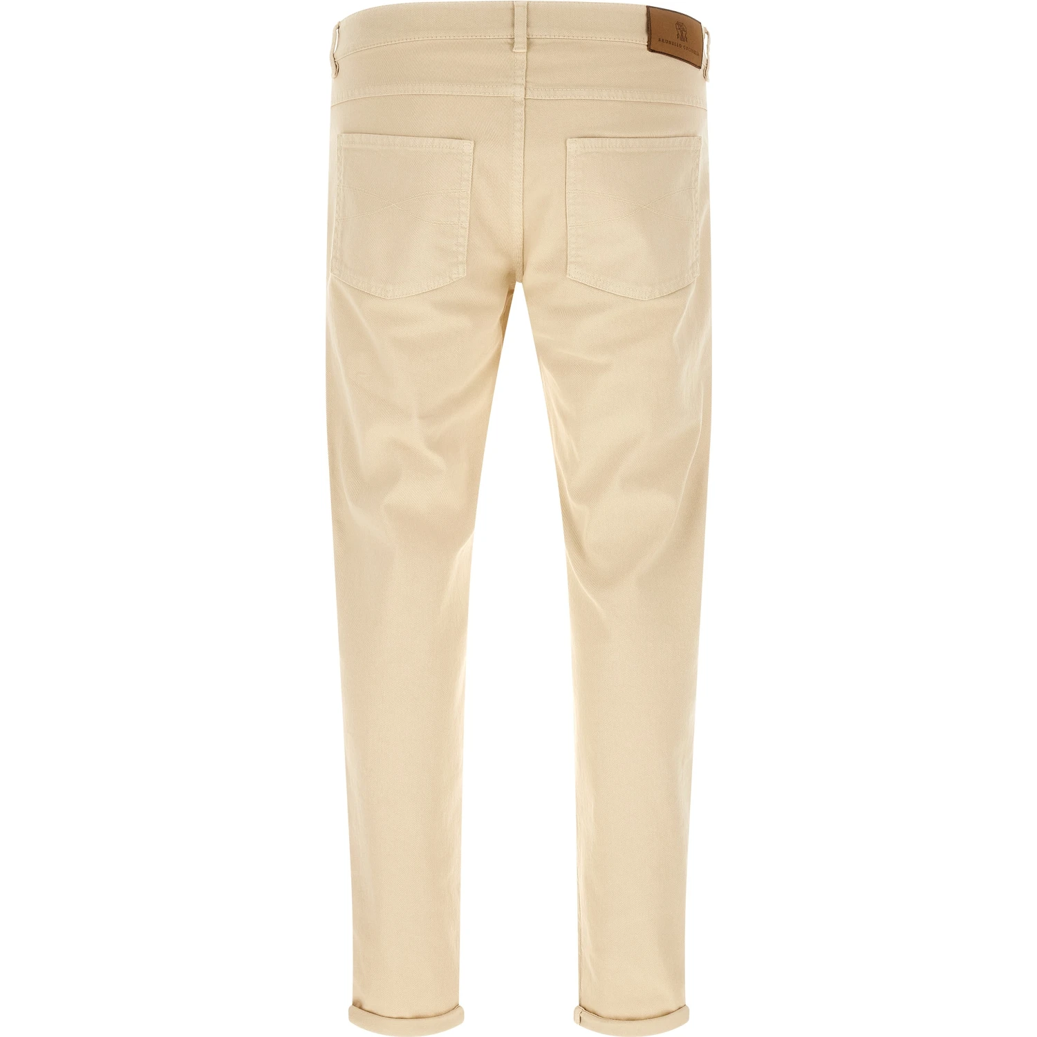 Beige Cotton Straight-Leg Jeans