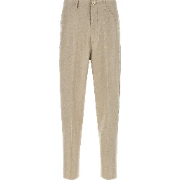 Brown Cotton Casual Pants