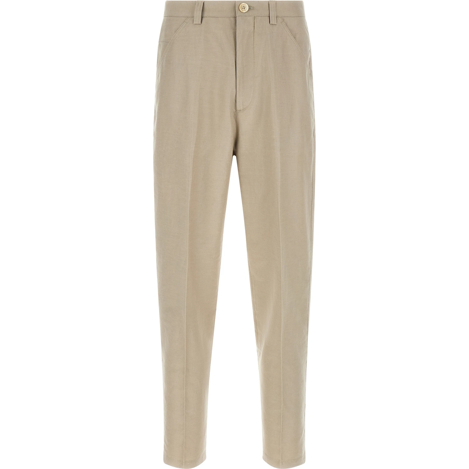 Brown Cotton Casual Pants