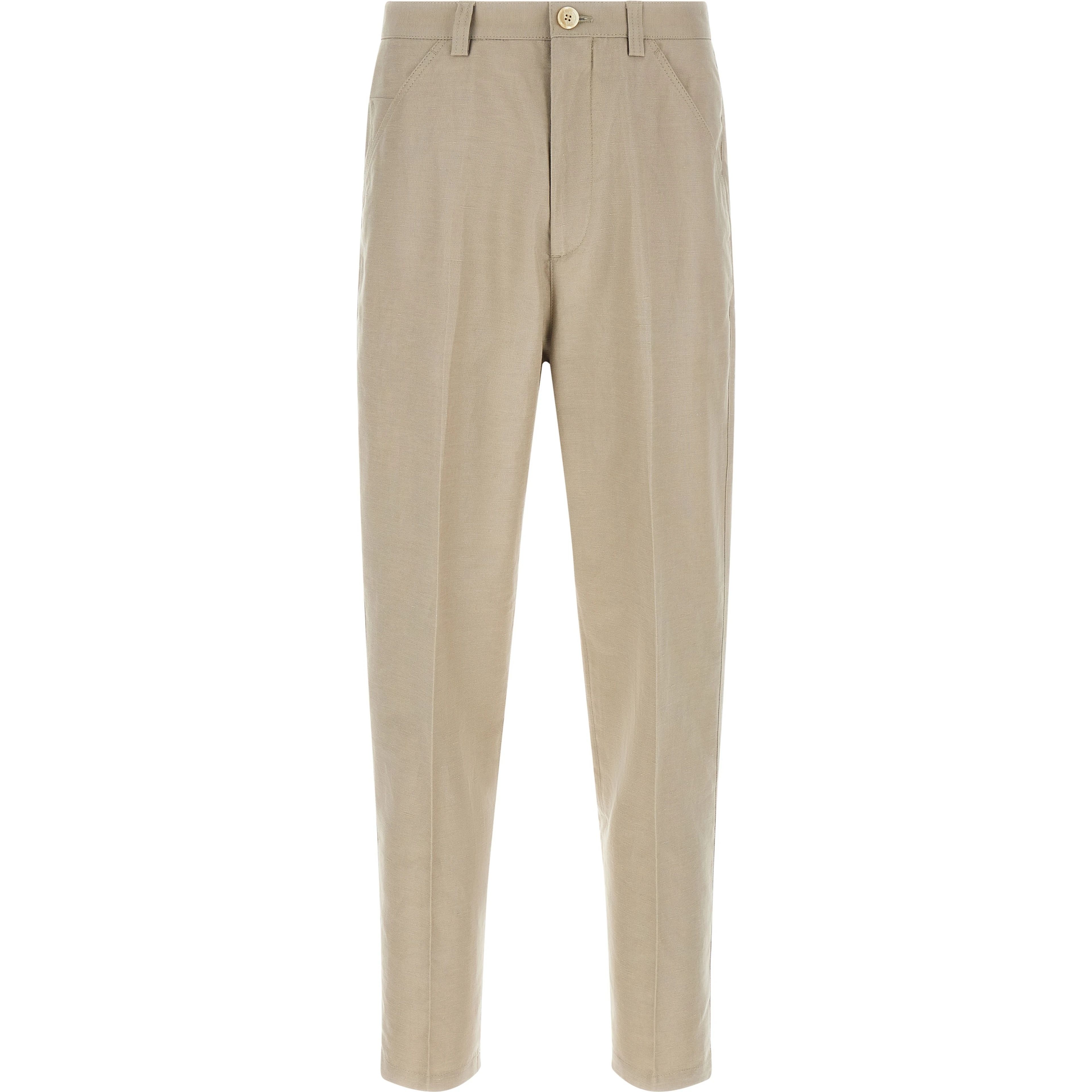 Brown Cotton Casual Pants