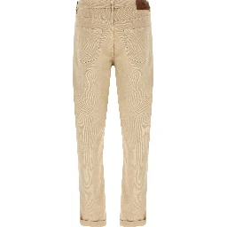 Beige Cotton Tapered Jeans