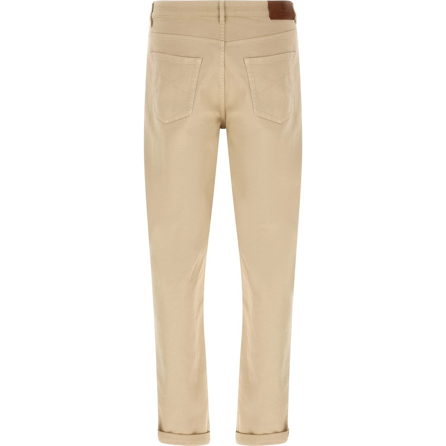 Beige Cotton Tapered Jeans