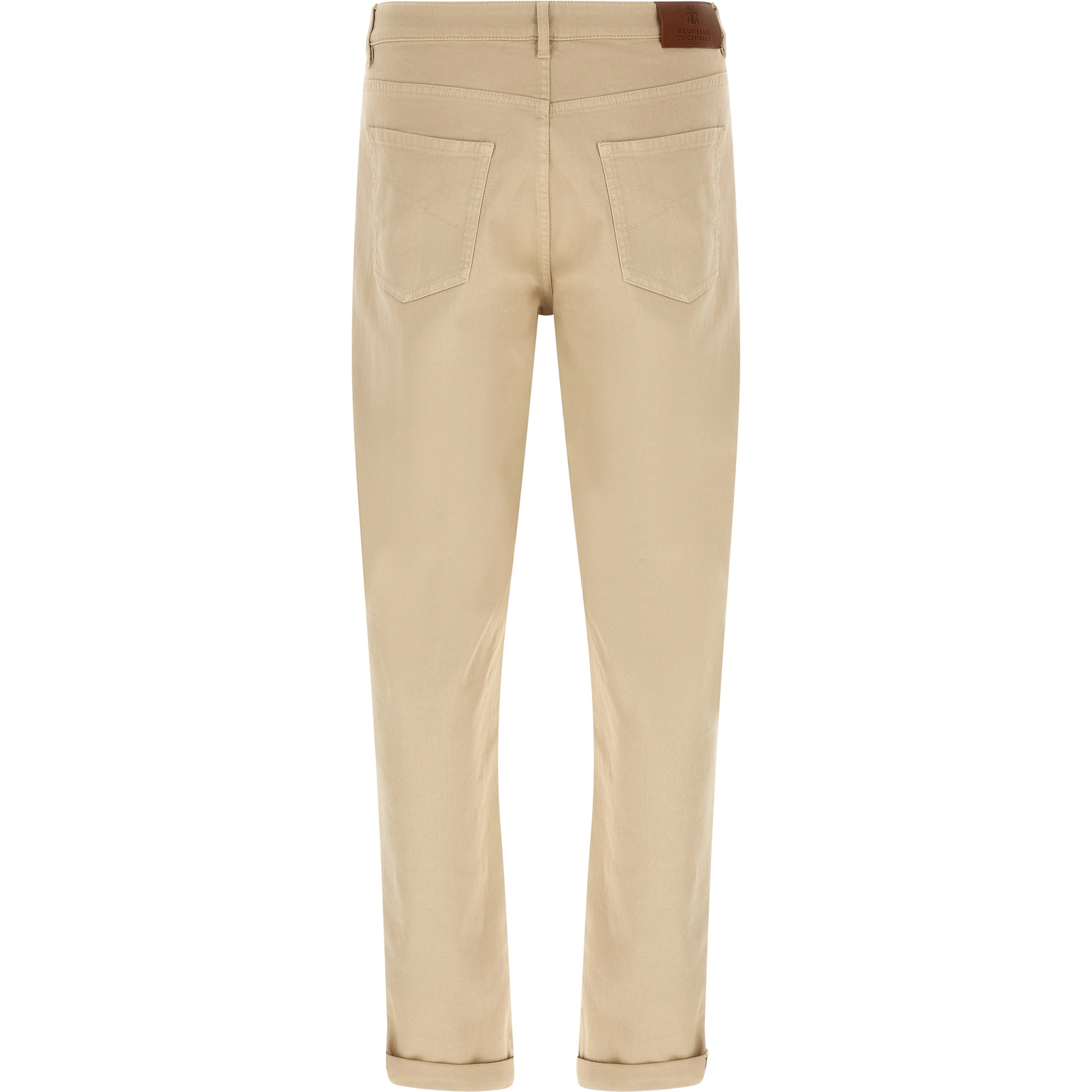 Beige Cotton Tapered Jeans