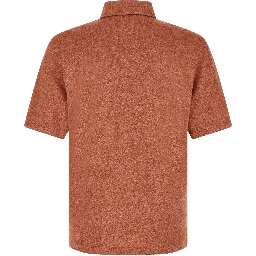 Orange Linen Polo Shirt