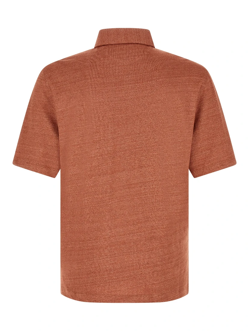 Orange Linen Polo Shirt