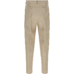 Brown Cotton Casual Pants