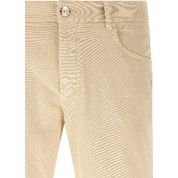 Beige Cotton Straight-Leg Jeans