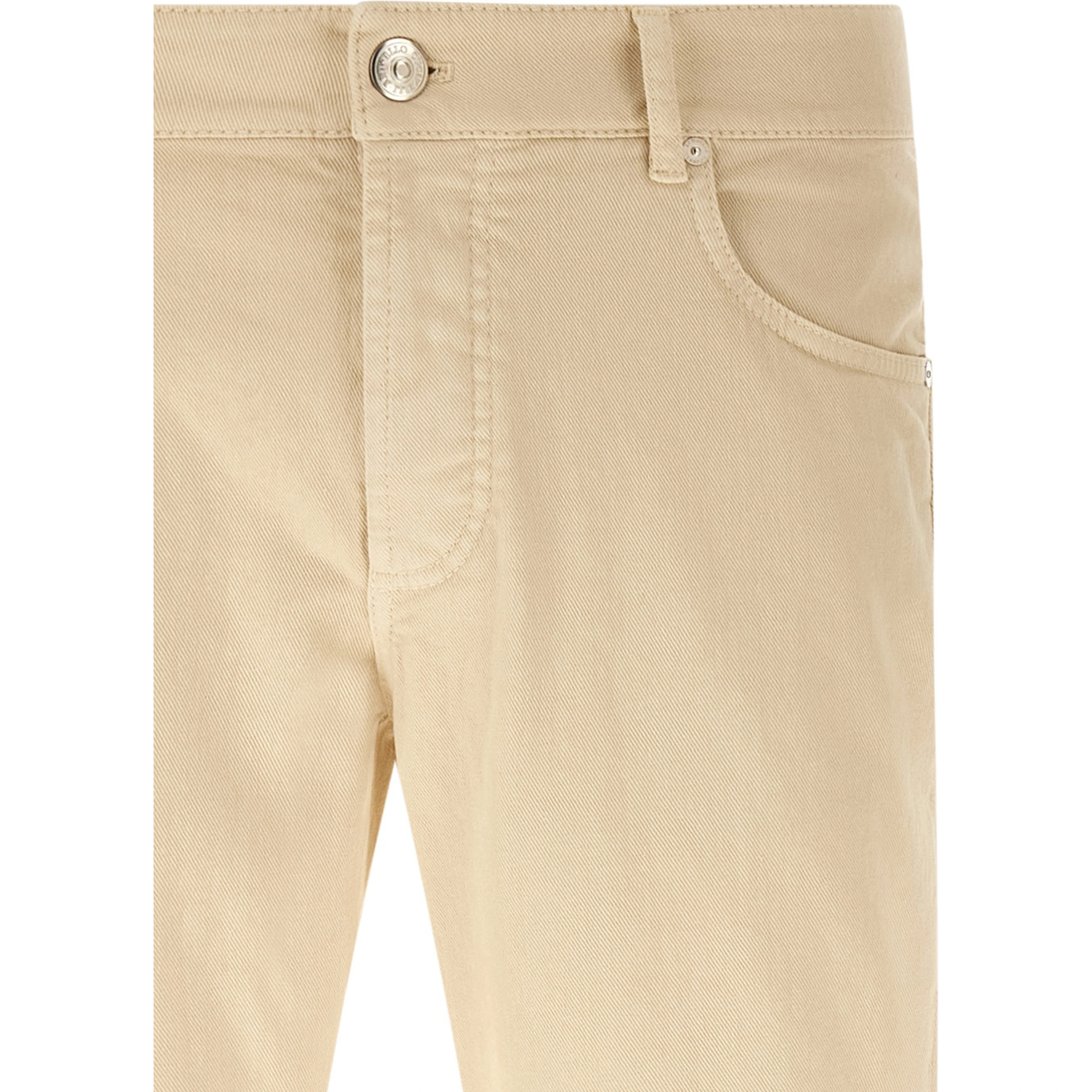 Beige Cotton Straight-Leg Jeans