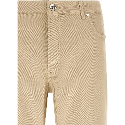Beige Cotton Tapered Jeans