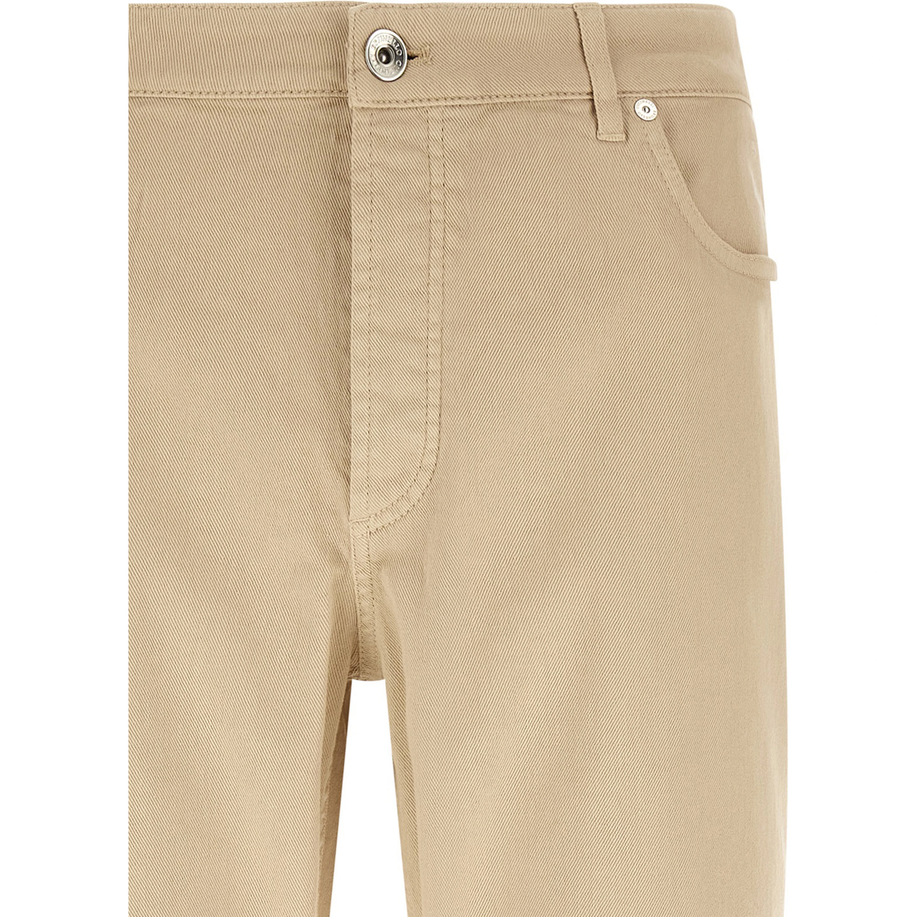 Beige Cotton Tapered Jeans