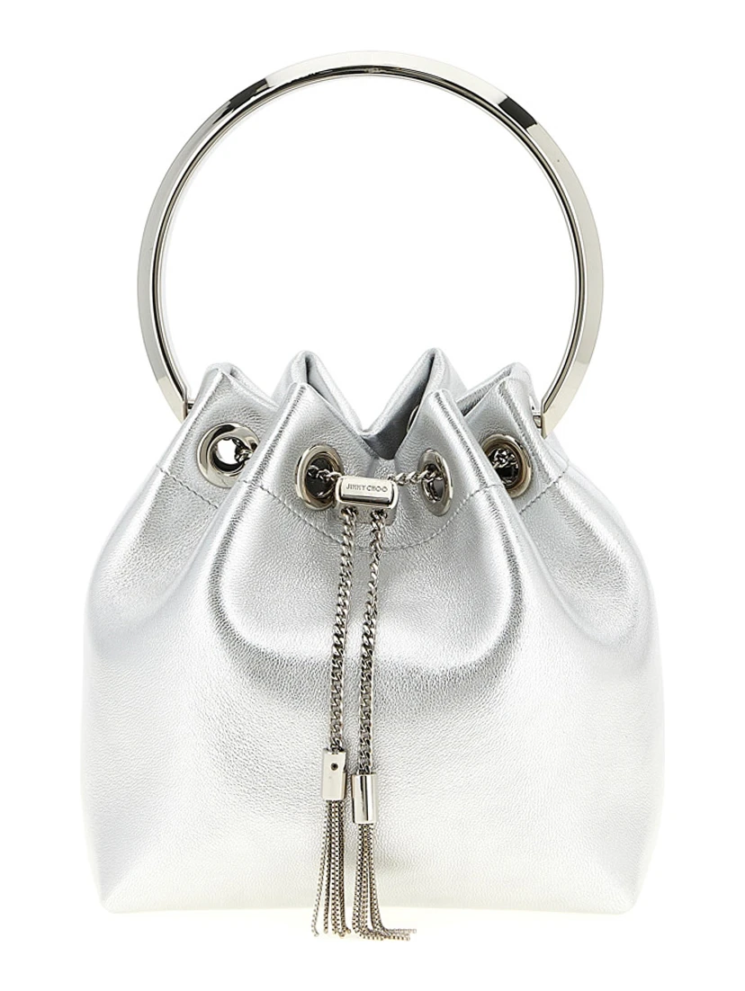 Silver Lamb Leather Handbag