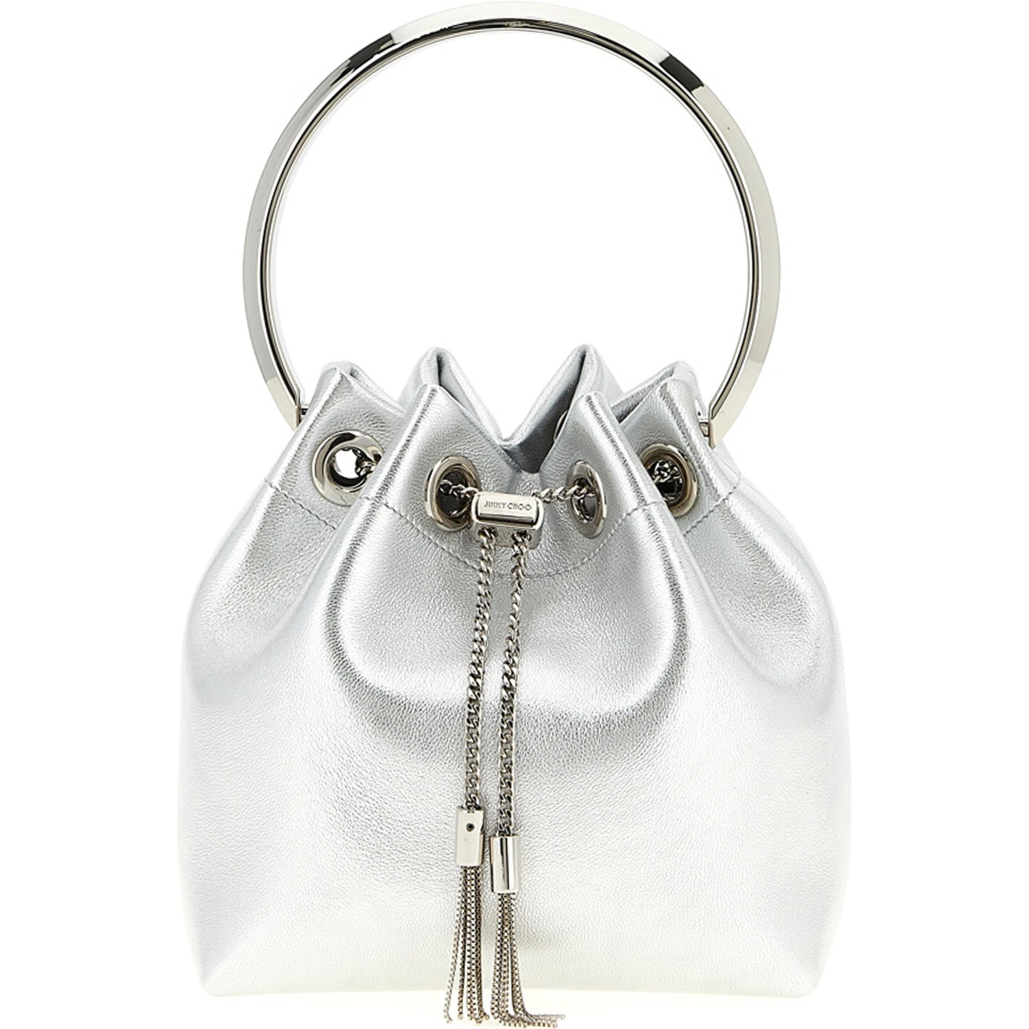 Silver Lamb Leather Handbag