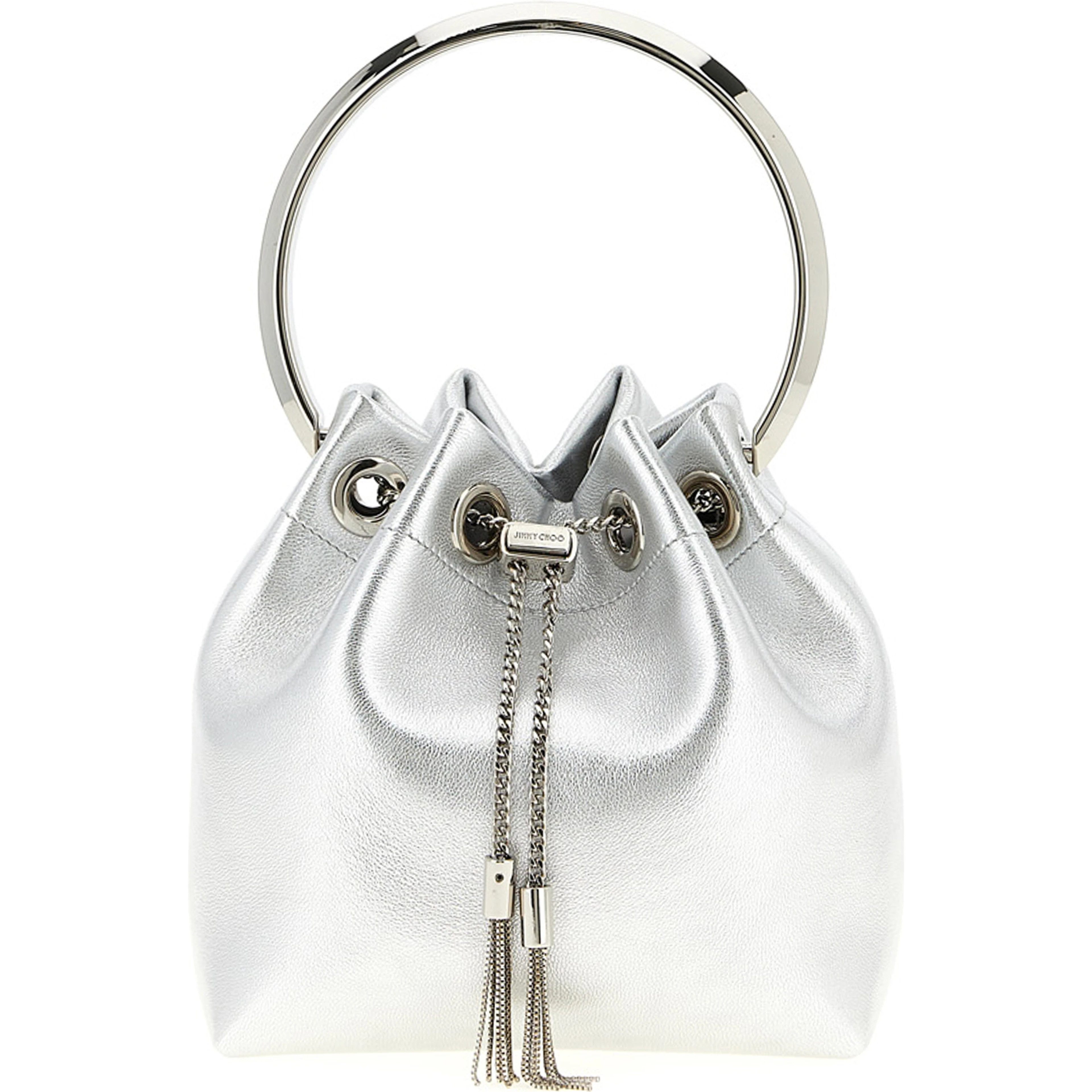 Silver Lamb Leather Handbag