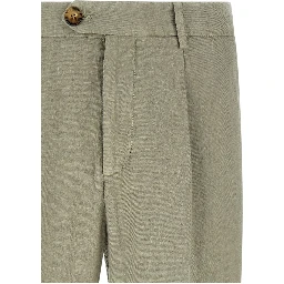 Bicolor Linen Casual Pants
