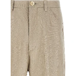 Brown Cotton Casual Pants