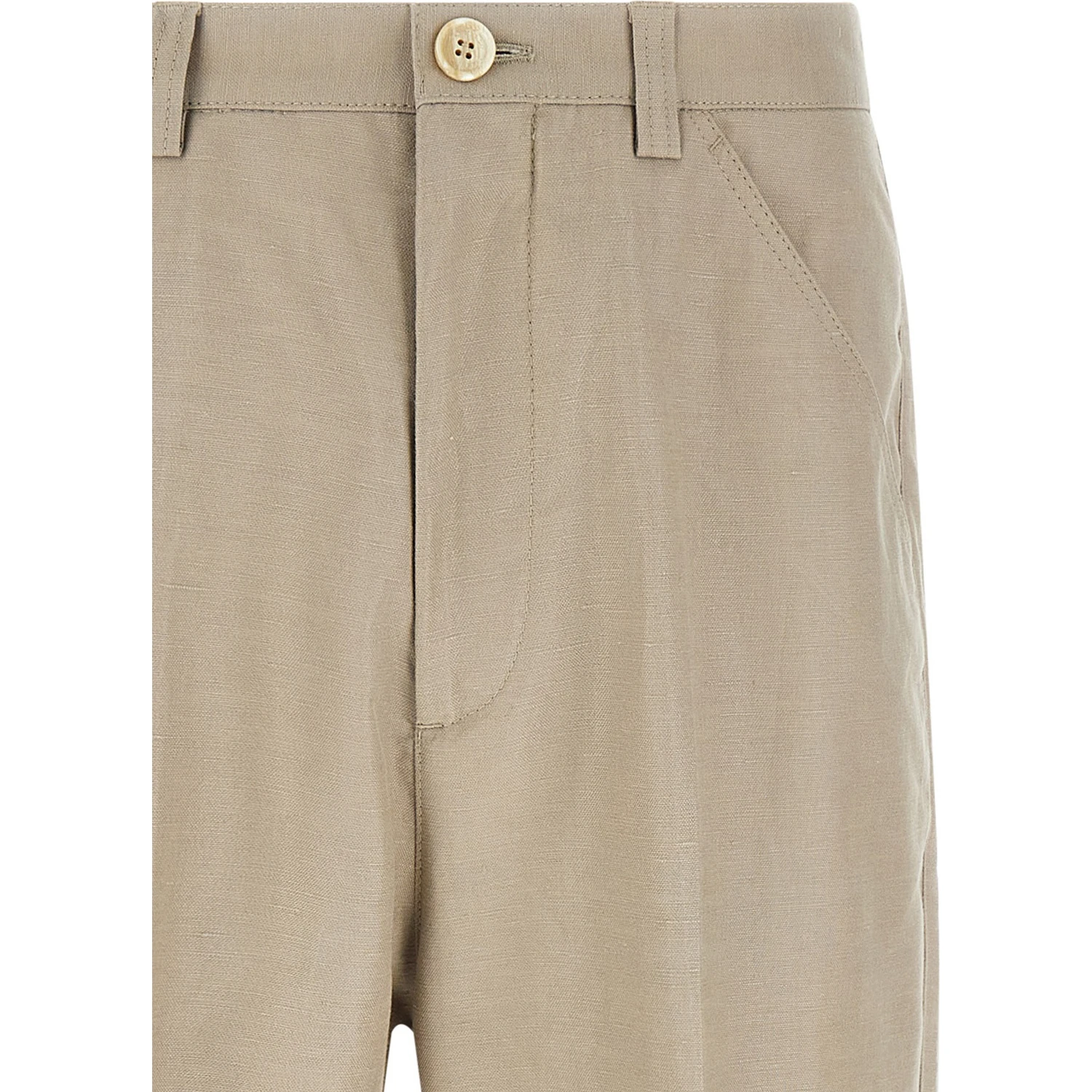 Brown Cotton Casual Pants