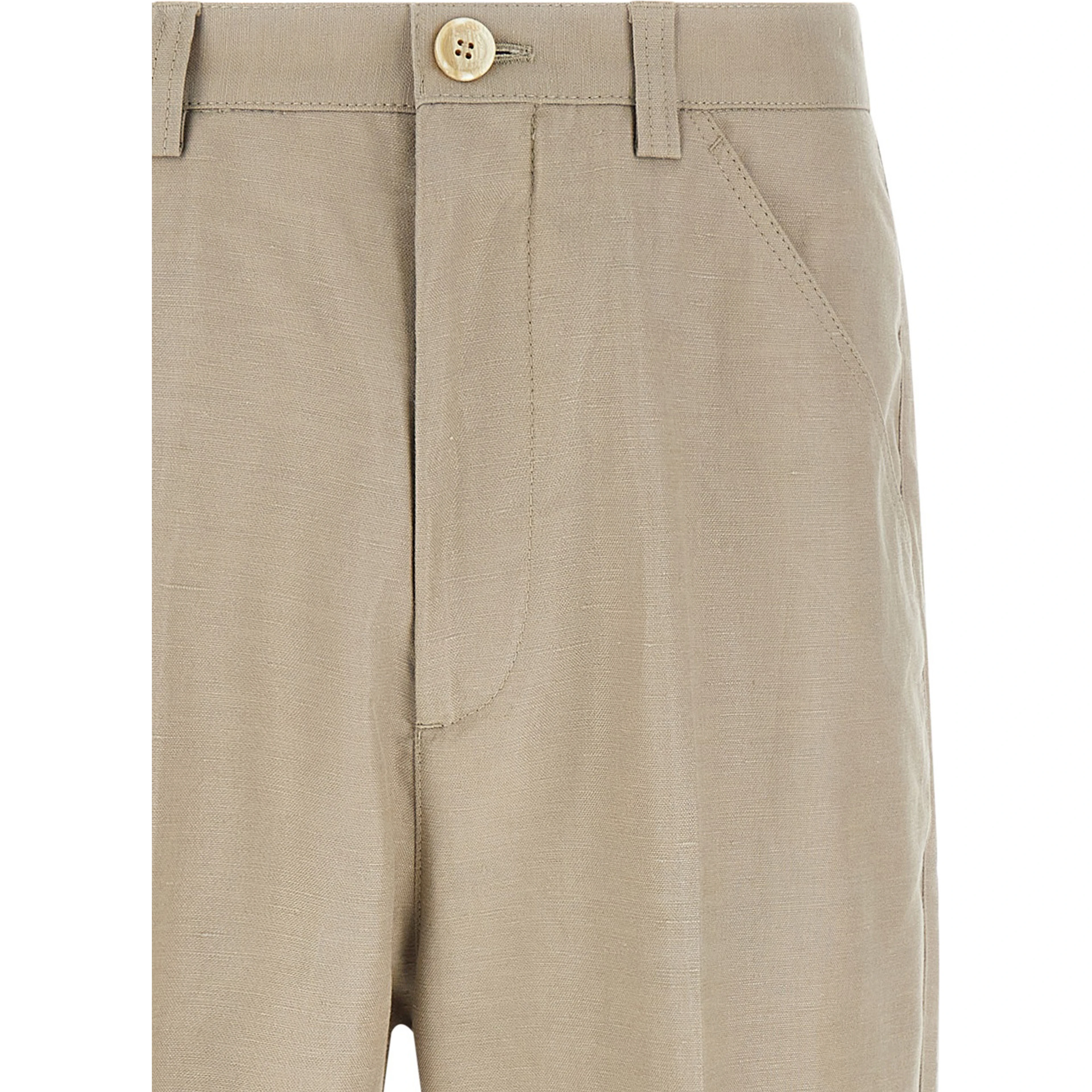 Brown Cotton Casual Pants