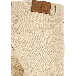 Beige Cotton Straight-Leg Jeans