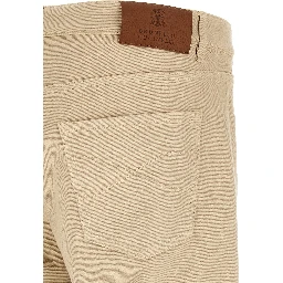 Beige Cotton Tapered Jeans