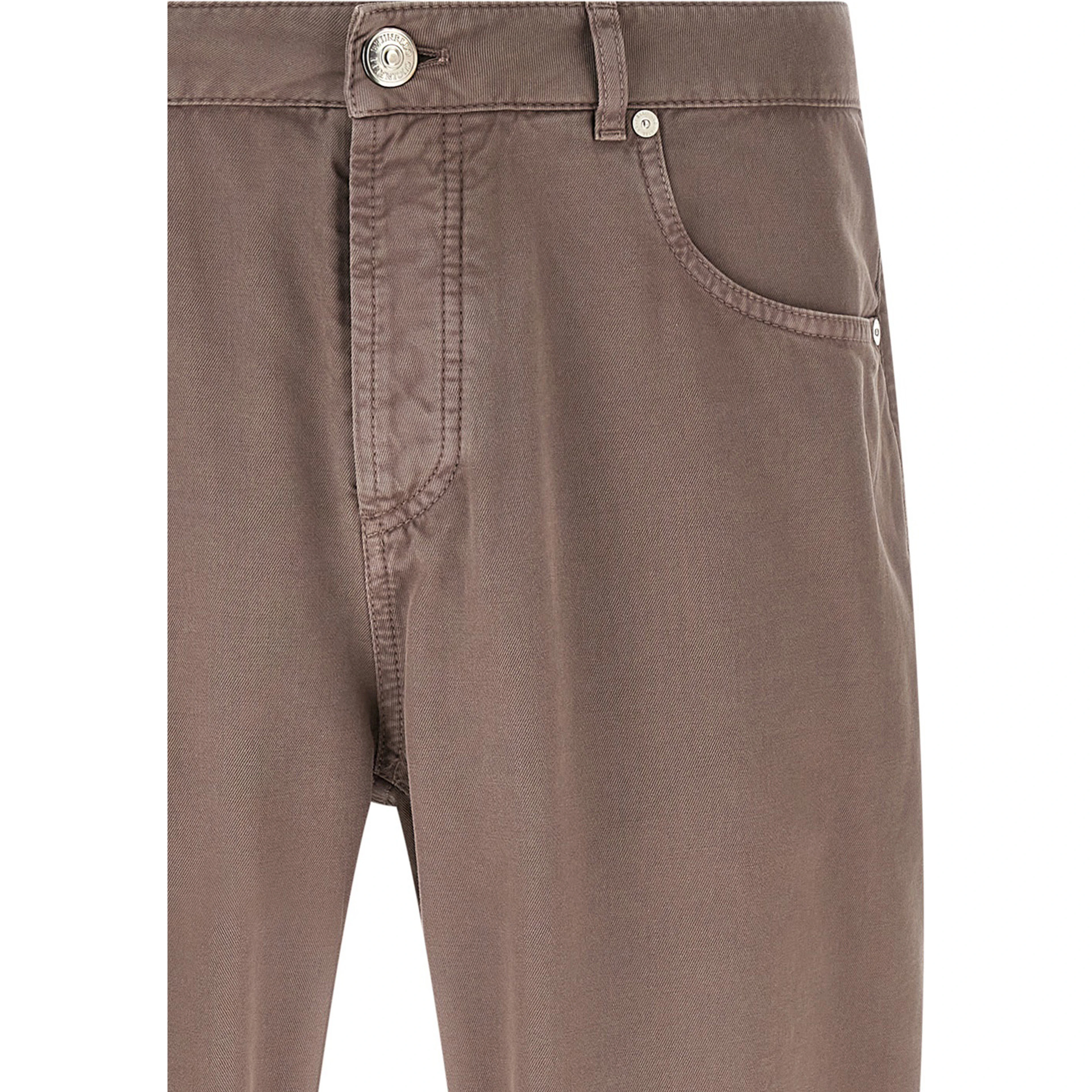 Brown Cotton Casual Pants