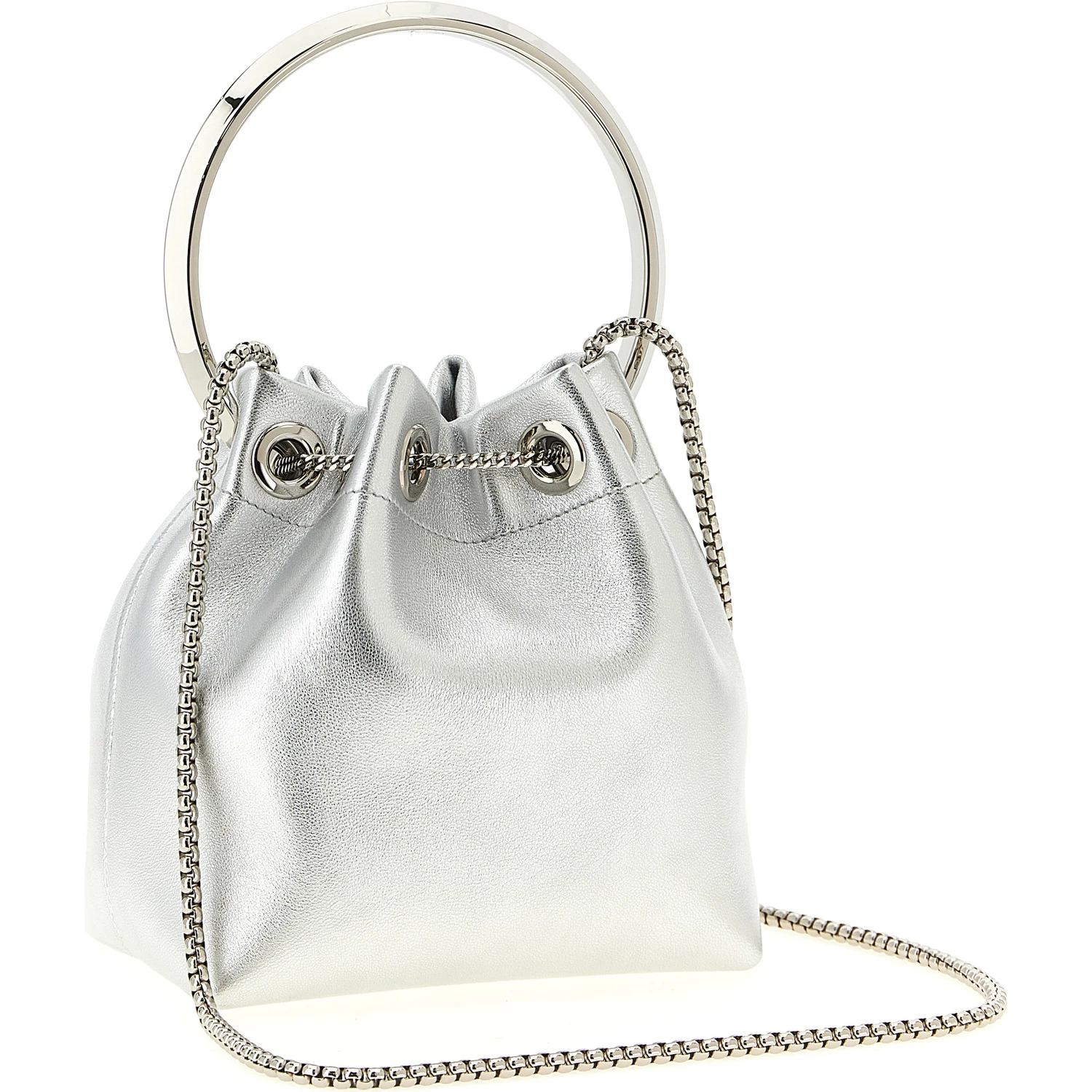 Silver Lamb Leather Handbag
