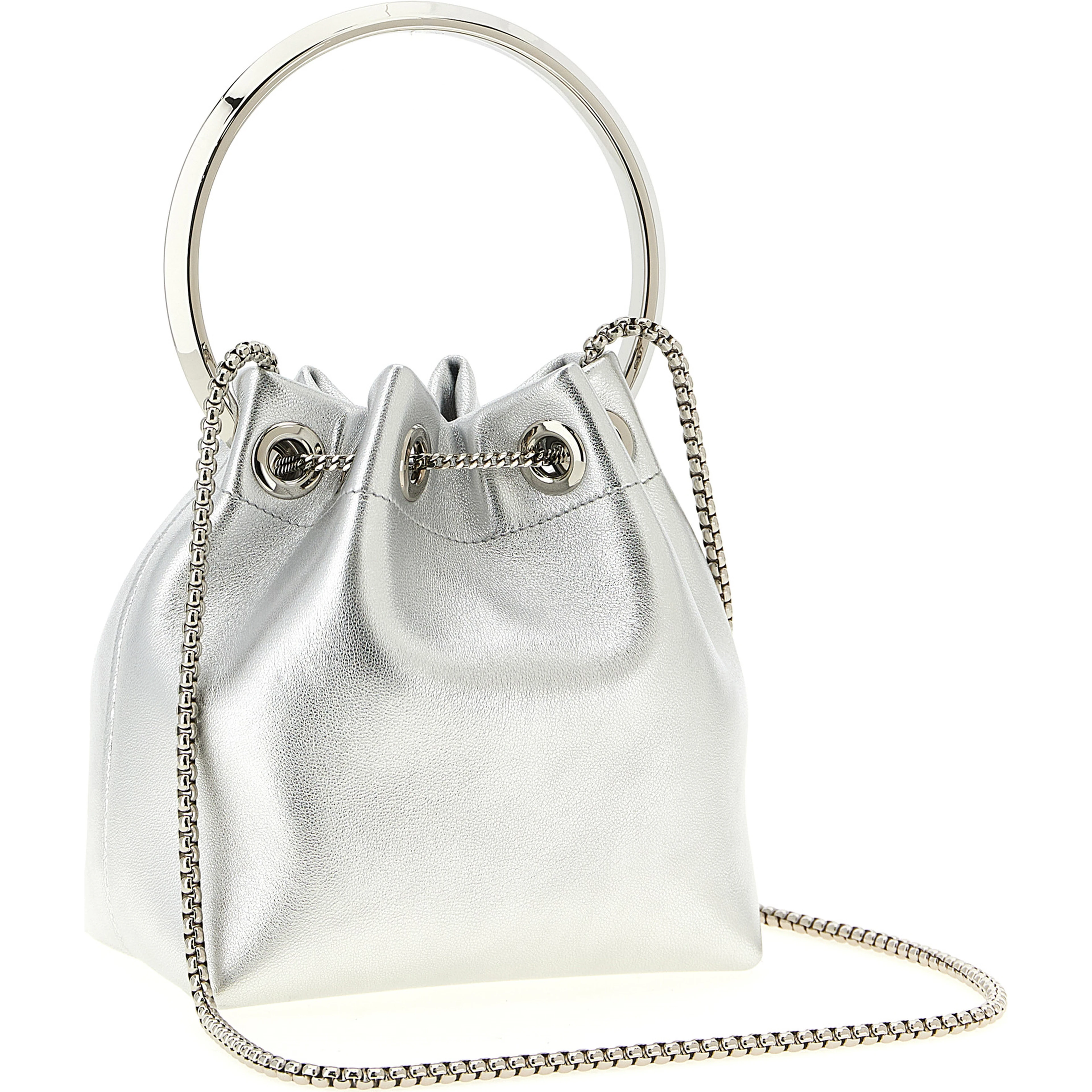 Silver Lamb Leather Handbag