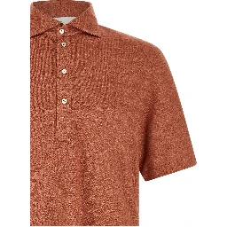 Orange Linen Polo Shirt
