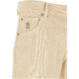 Beige Cotton Straight-Leg Jeans