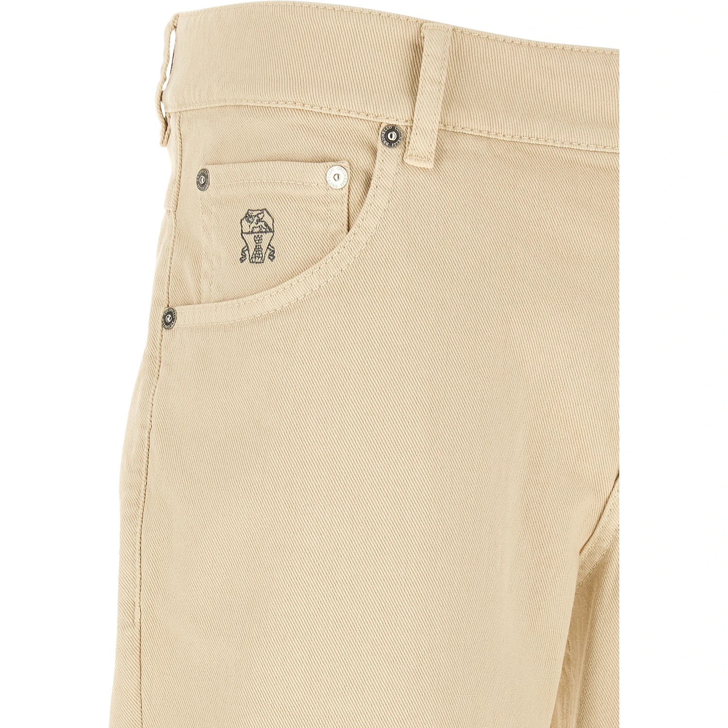 Beige Cotton Straight-Leg Jeans