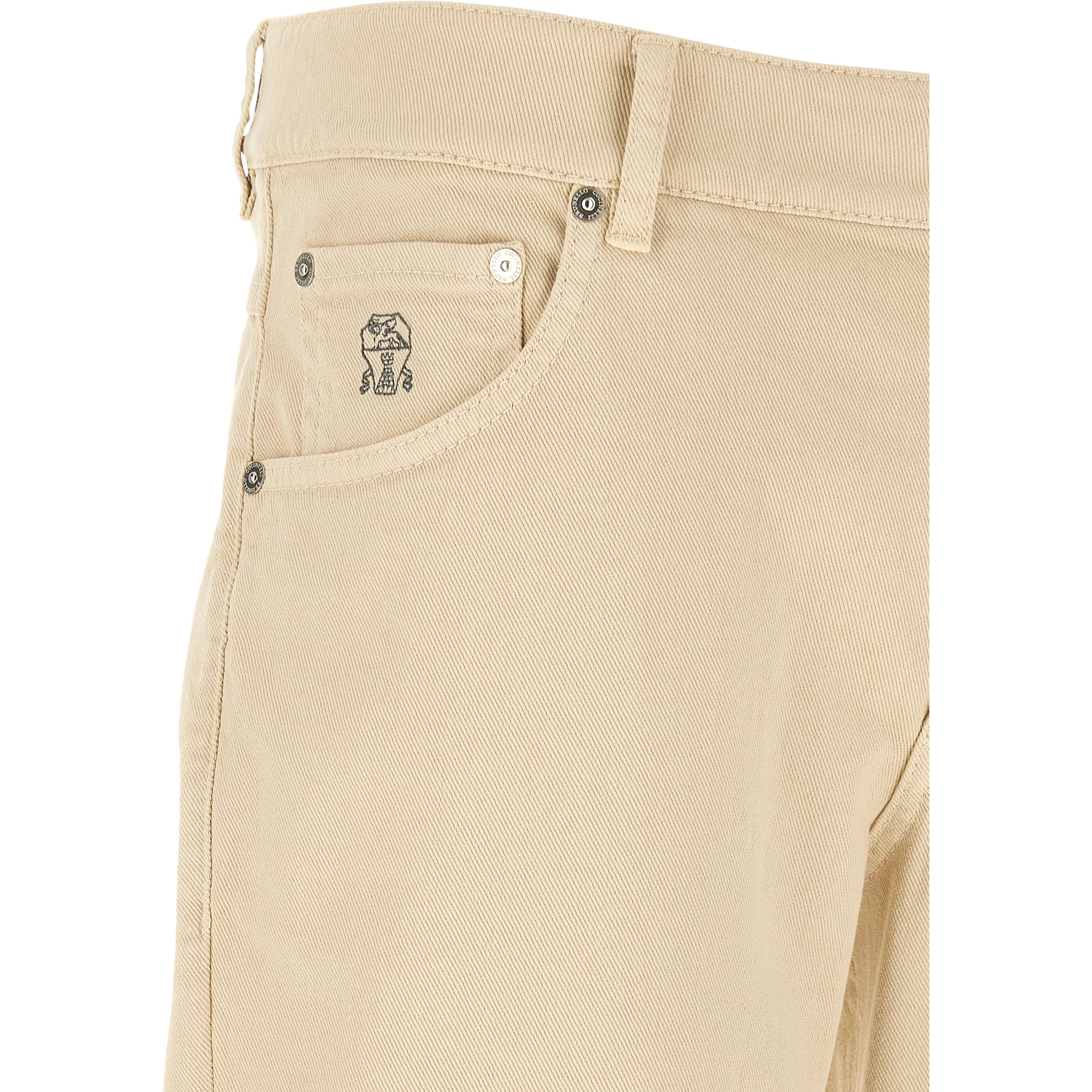 Beige Cotton Straight-Leg Jeans